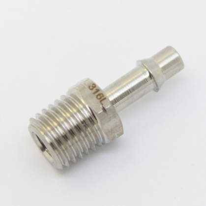 Stainless Steel 316L Straight 3/16" ID Hose Single Barb x 1/16" NPT Male