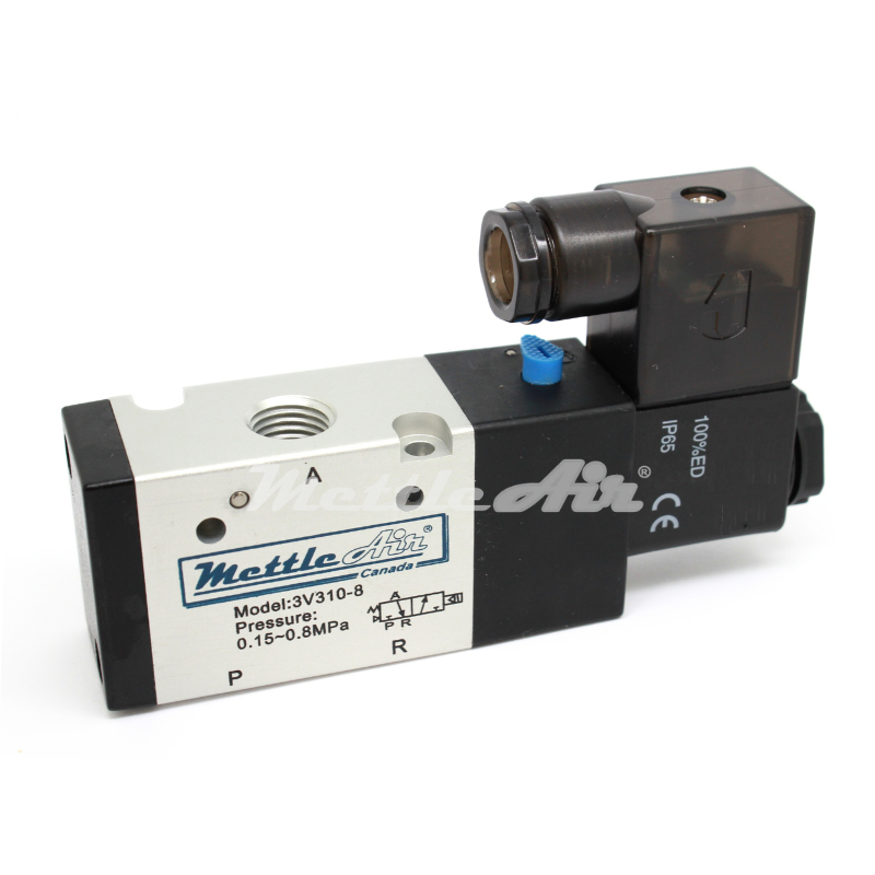 3 Way 2 Position NORMALLY CLOSED Valve 1/4" NPT DIN Connector Single Solenoid AC 24V