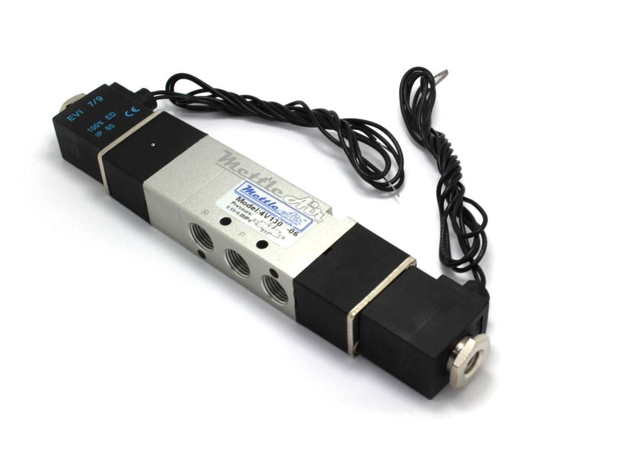 5 Ports 4 Way 3 Position CLOSED Center Valve 1/8" NPT Wire Leads Double Solenoid AC 220V