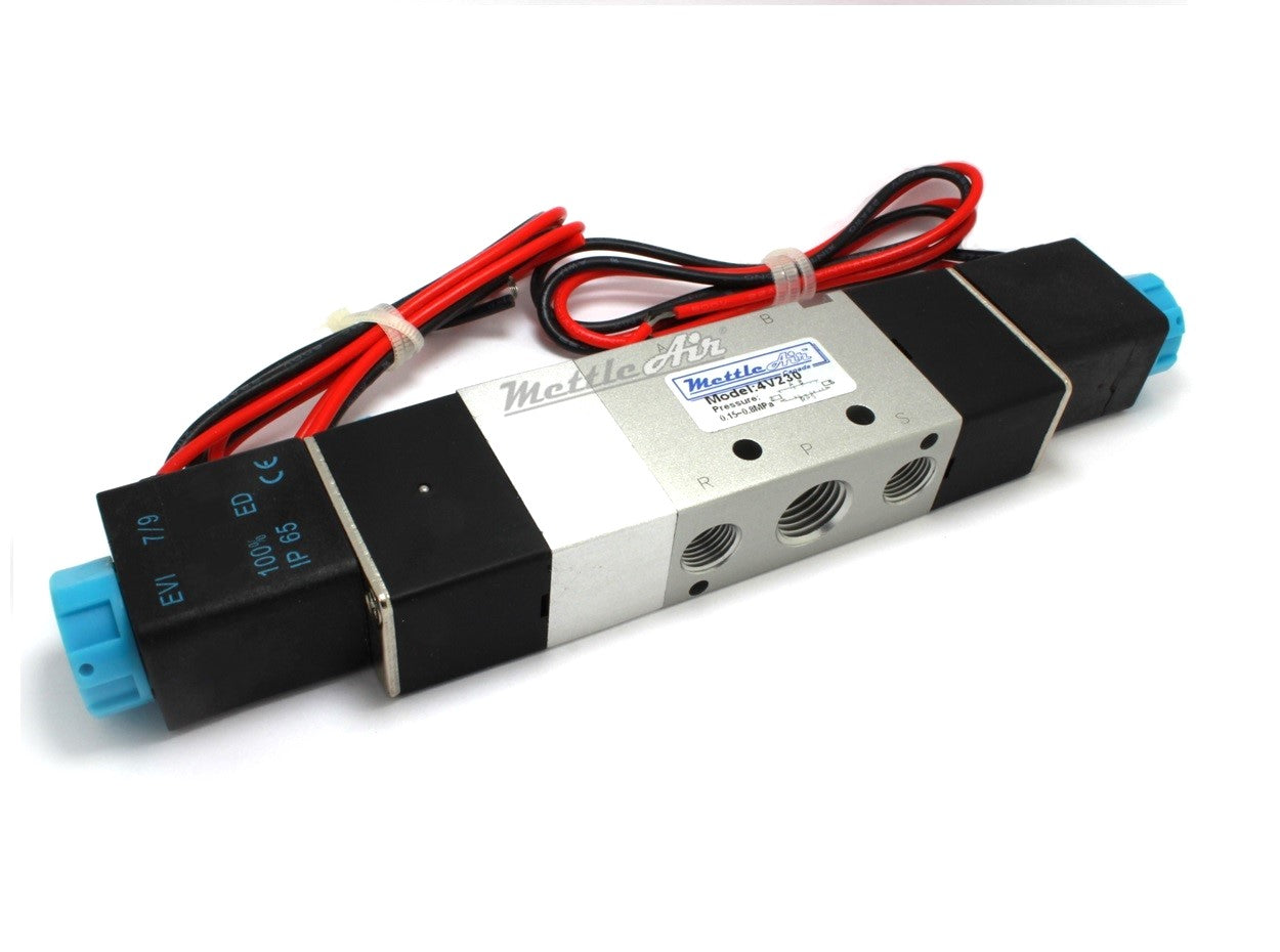 5 Ports 4 Way 3 Position EXHAUST Center Valve 1/4" NPT (Exh. 1/8") Wire Leads Double Solenoid AC 24V