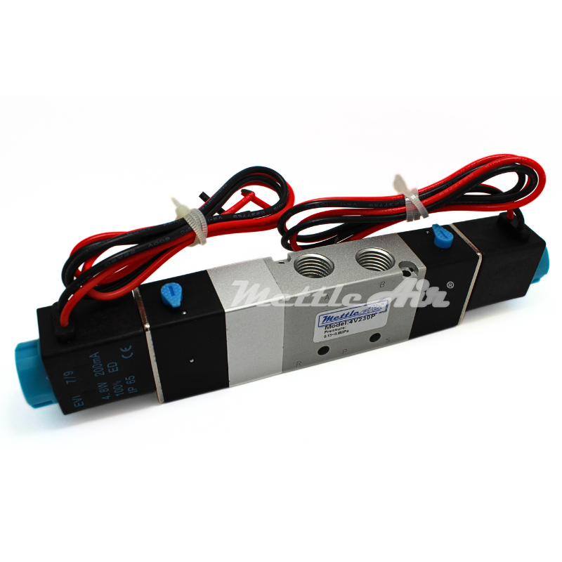 5 Ports 4 Way 3 Position PRESSURE Center Valve 1/2" NPT Wire Leads Double Solenoid DC 24V