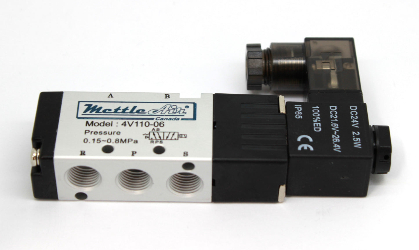 5 Ports 4 Way 2 Position Valve 1/8" NPT DIN Connector Single Solenoid AC 220V