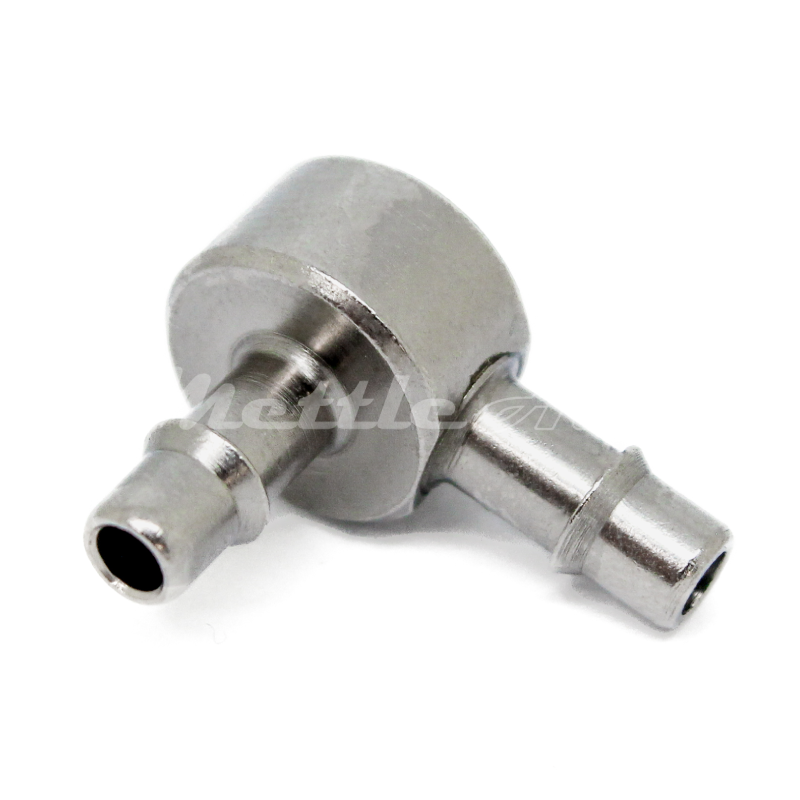 Nickel-Plated Brass 90 Elbow Union 1/16" Hose ID Barb - 1/16" Hose ID Barb, Single Barb Design
