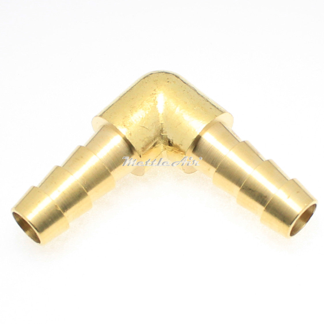 Brass 90 Elbow Union 1/16" Hose ID Barb - 1/16" Hose ID Barb Nickel Plated, Single Barb Design