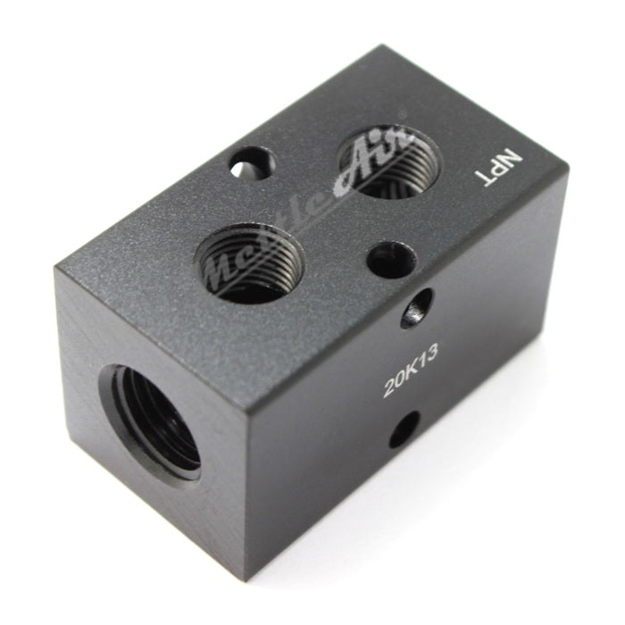 Manifold 90° WIDE 2 x 1/4" NPT In - 4 x 1/4" NPT Out(On Two Sides)