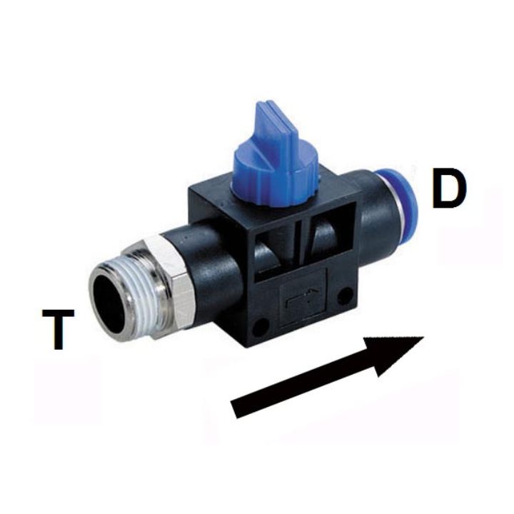 Push to Connect 3 Way Hand Valve Union Fitting 8 mm OD x 1/4" NPT Male Thread
