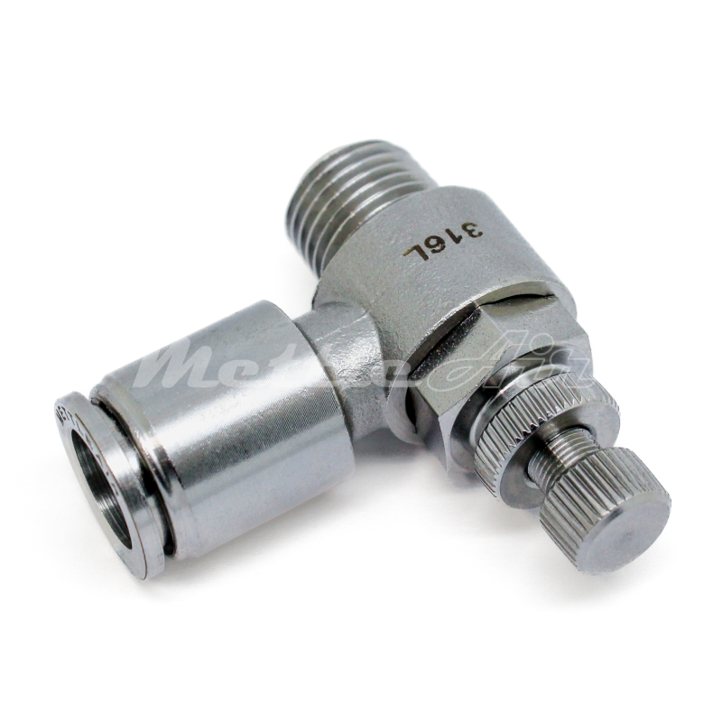Stainless Steel 316L PTC Speed Control Meter Out 10 mm OD x 1/4" BSPT (R) Male Fitting