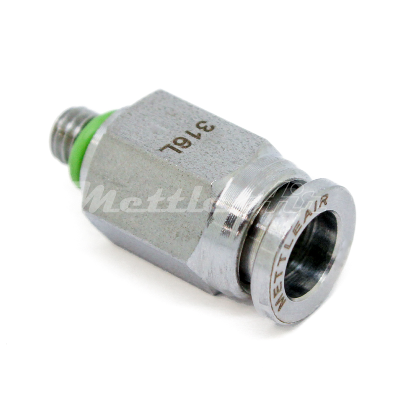 Stainless Steel 316L PTC Straight Fitting 1/4" OD x 10-32 UNF Male