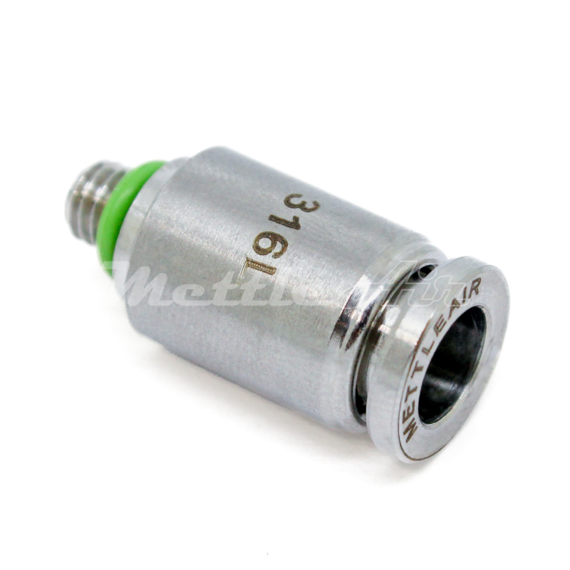 316L Stainless Steel PTC Male Straight Round 6 mm OD - M6 x 1.0 Thread