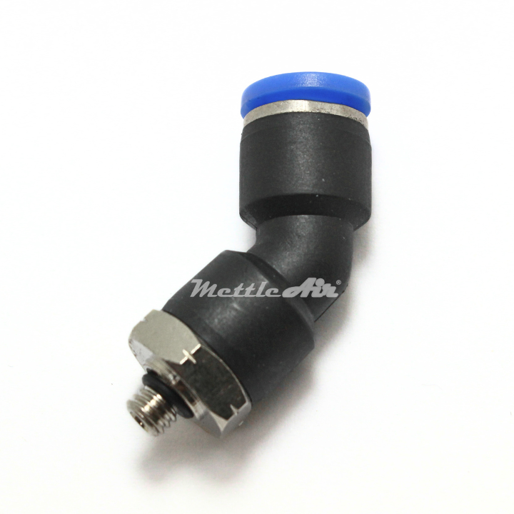 Push to Connect 45 Elbow Fitting 4 mm OD - 10-32 UNF Male