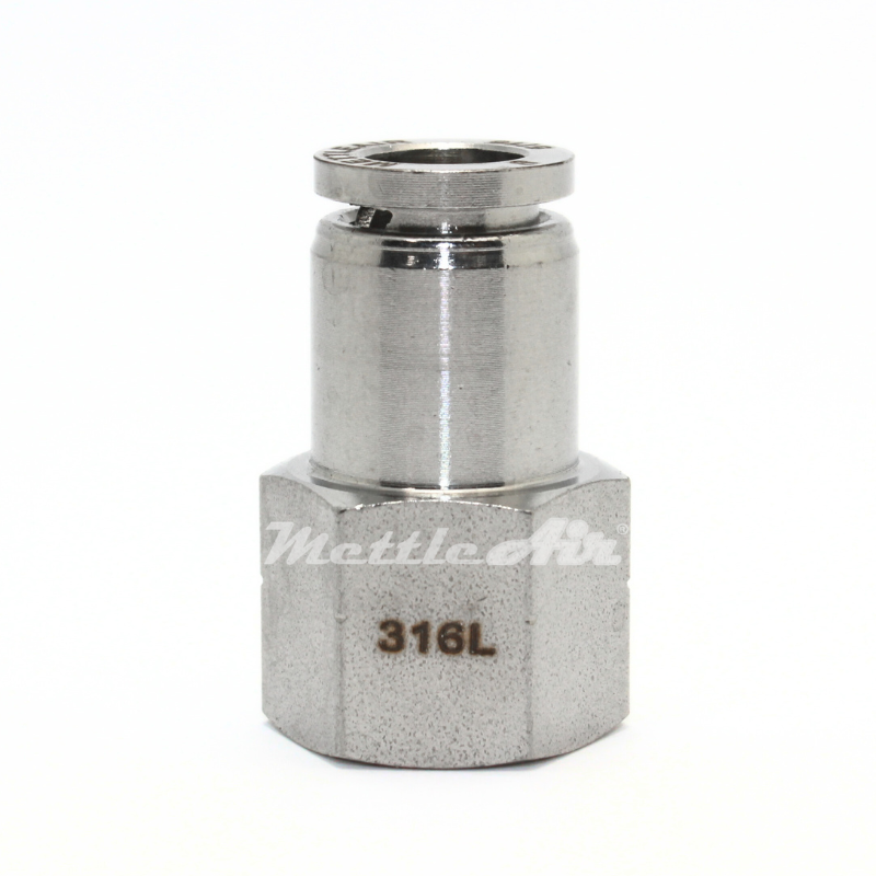 316L Stainless Steel Straight Female Push To Connect Fitting 10 mm OD x 1/4" NPT
