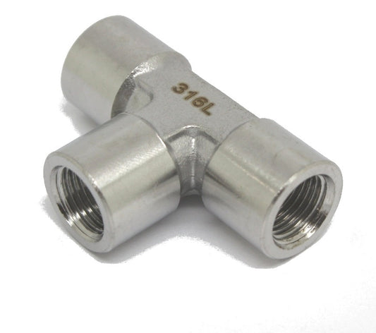 316L Stainless Steel Female Tee 1/8" BSPP (G) Female