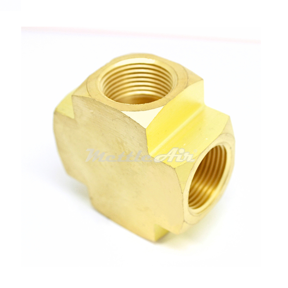 Brass Female Cross 1/4" NPT Female - 1/4" NPT Female