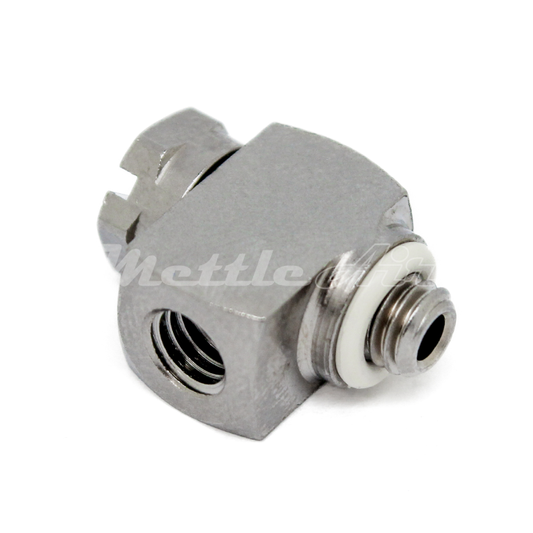 Brass 90° Street Elbow 10-32 UNF - 10-32 UNF Nickel Plated