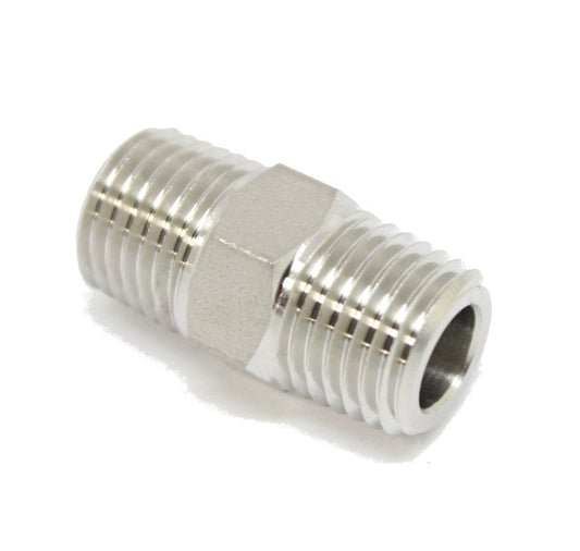 316L Stainless Steel 1/8" NPT Male Hex Nipple