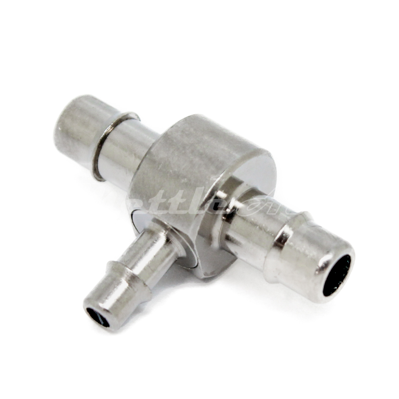 Nickel-Plated Brass Tee Union 3/16" Hose ID Barb - 1/8" Hose ID Barb REDUCER, Single Barb Design