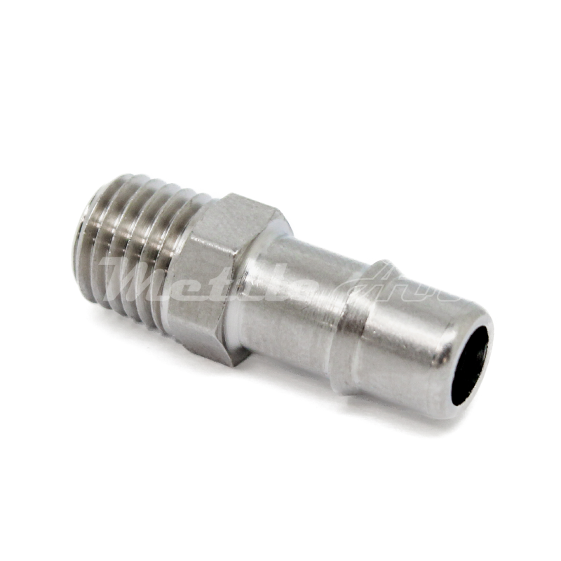 Nickel-Plated Brass Straight Male 1/4" Hose ID Barb - 1/16" NPT Male, Single Barb Design