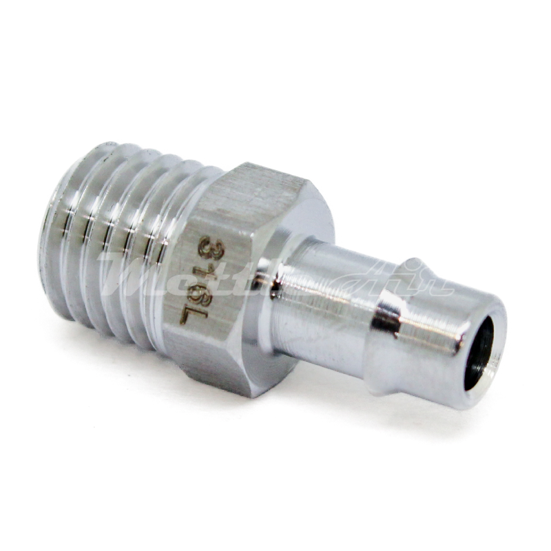 Stainless Steel 316L Straight 0.17" ID Hose Single Barb x 1/16 NPT Male