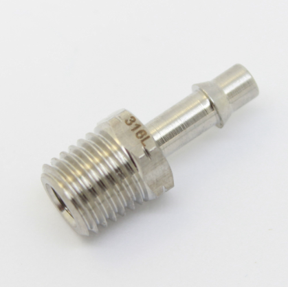 Stainless Steel 316L Straight 1/8" ID Hose Single Barb x 1/16" NPT Male
