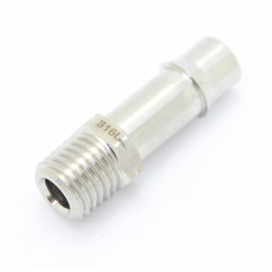 Stainless Steel 316L Straight 1/4" ID Hose Single Barb x 1/16" NPT Male