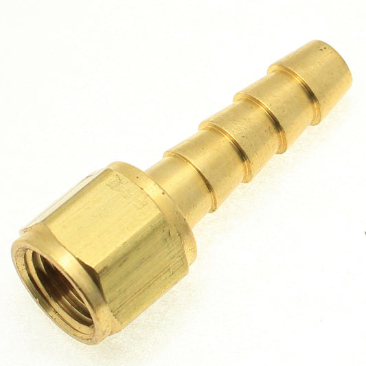 Brass Female Straight 3/16" Hose ID Barb - 1/4" NPT Female