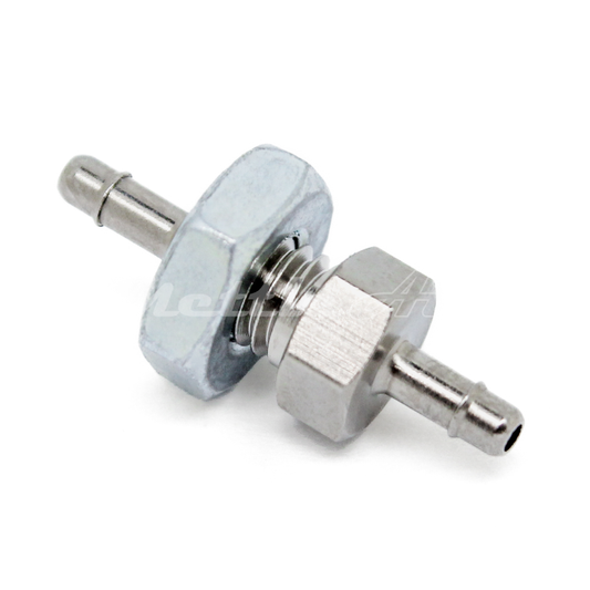 Brass Bulk Head Splicer 1/16" Hose ID Barb - 1/16" Hose ID Barb Nickel Plated, Single Barb Design