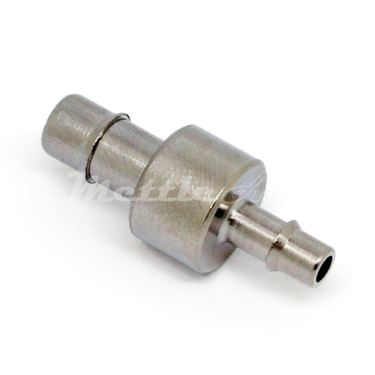 Brass Splicer 1/8" Hose ID Barb - 1/16" Hose ID Barb REDUCER, Nickel Plated, Single Barb Design