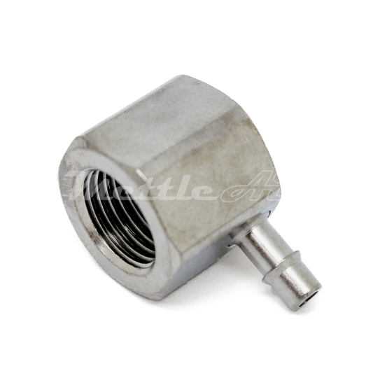 Brass 90° Female Elbow 1/16" Hose ID Barb - 1/8" NPT Female Nickel Plated, Single Barb Design