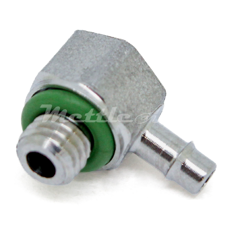 Stainless Steel 316L 90° Male Elbow 3/32" Hose ID Barb - 10-32 UNF Male, Single Barb Design