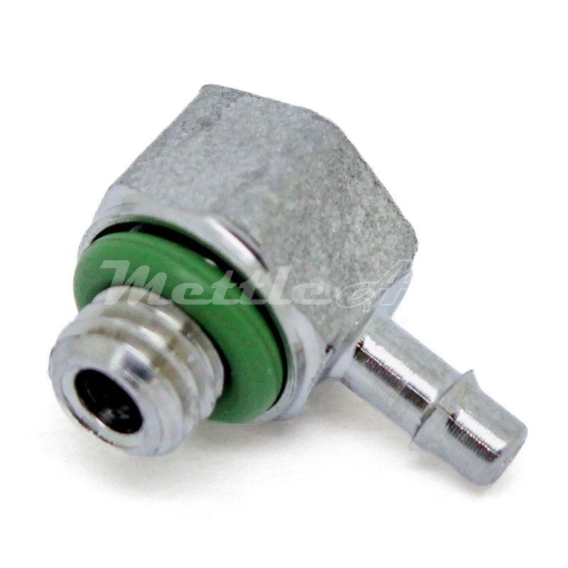 Stainless Steel 316L 90° Male Elbow 5/64" Hose ID Barb - 10-32 UNF Male, Single Barb Design