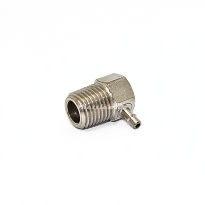 Brass 90° Male Elbow 3/16" Hose ID Barb - 1/4" NPT Male Nickel Plated, Single Barb Design