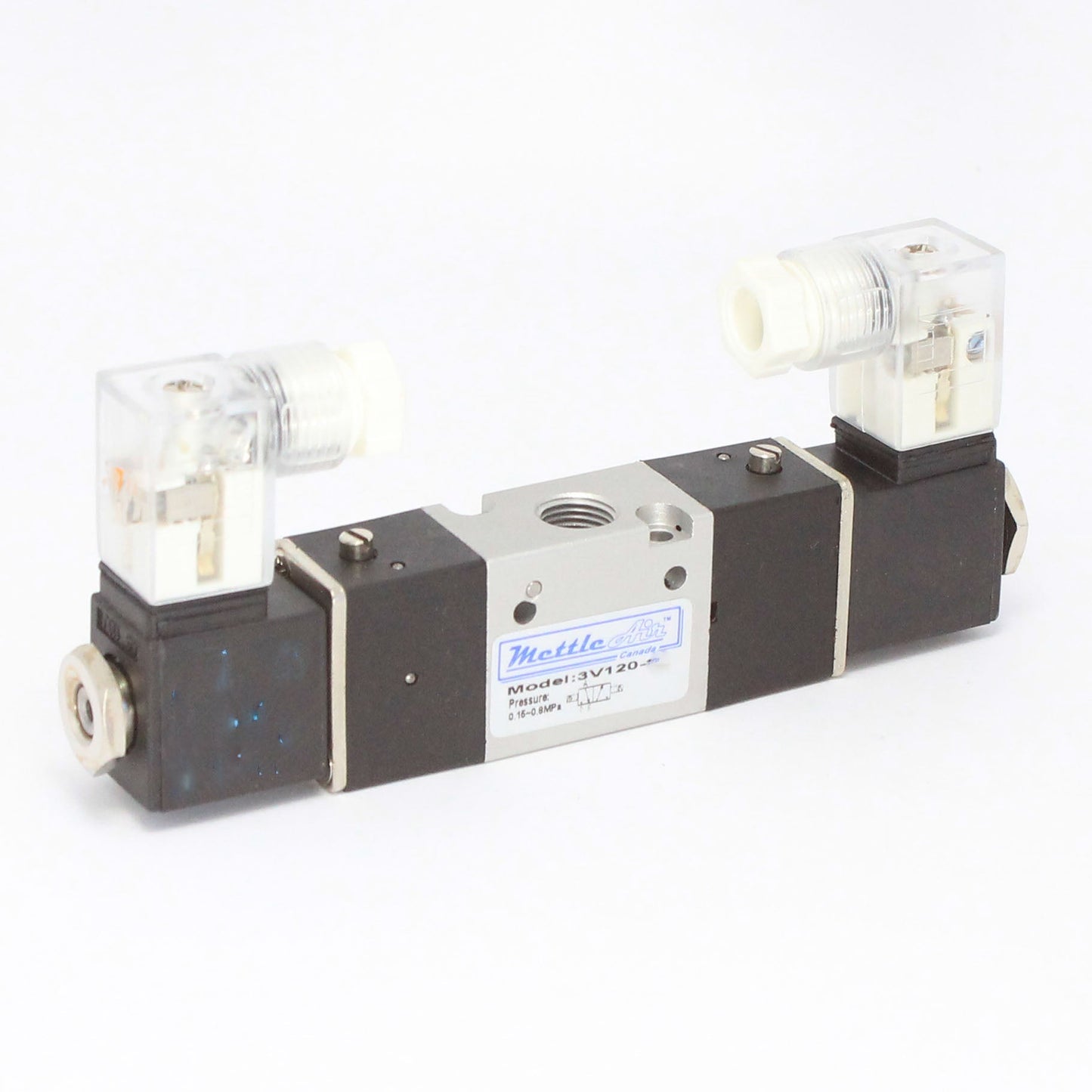 3 Way 2 Position NORMALLY CLOSED Valve 1/8" NPT DIN Connector Double Solenoid DC 24V