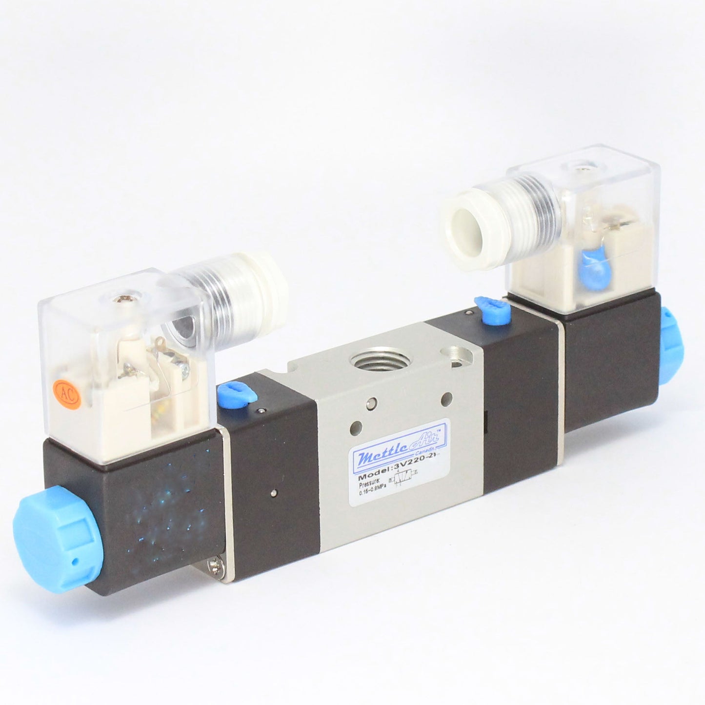 3 Way 2 Position NORMALLY CLOSED Valve 1/4" NPT DIN Connector Double Solenoid DC 24V