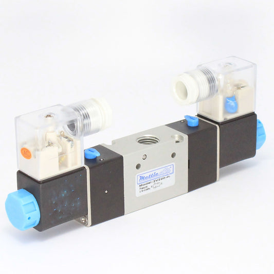 3 Way 2 Position NORMALLY CLOSED Valve 1/4" NPT DIN Connector Double Solenoid DC 24V