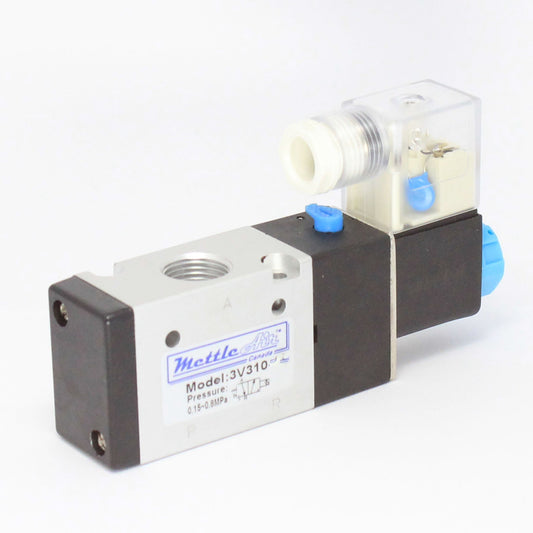 3 Way 2 Position NORMALLY CLOSED Valve 3/8" NPT DIN Connector Single Solenoid AC 24V