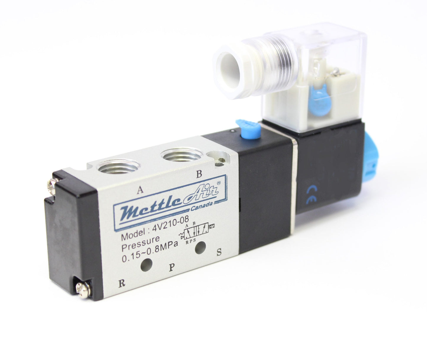 5 Ports 4 Way 2 Position Valve 1/4" NPT (Exh. 1/8") Wire Leads Single Solenoid AC 110V