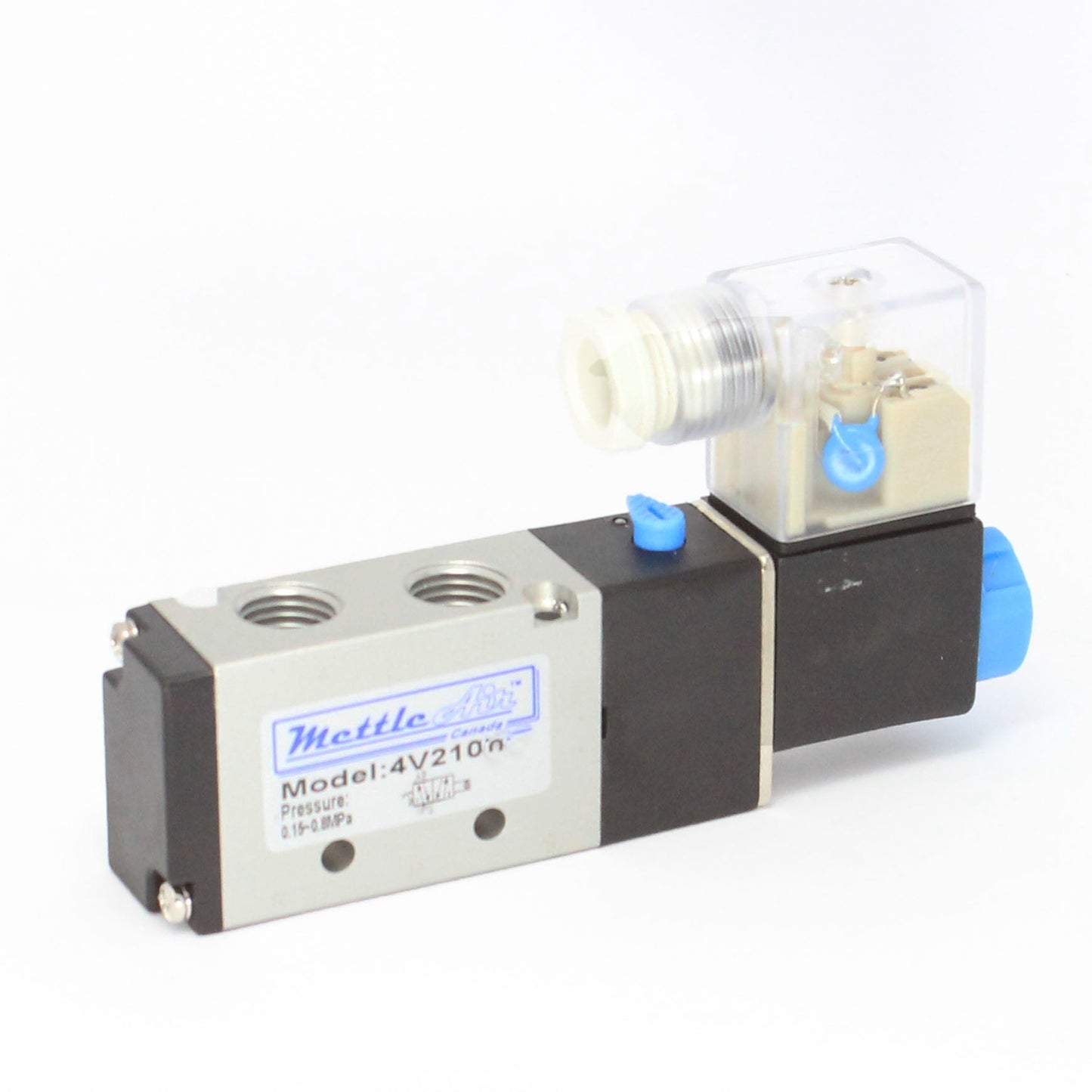 5 Ports 4 Way 2 Position Valve 1/4" NPT (Exh. 1/8") DIN Connector Single Solenoid DC 24V