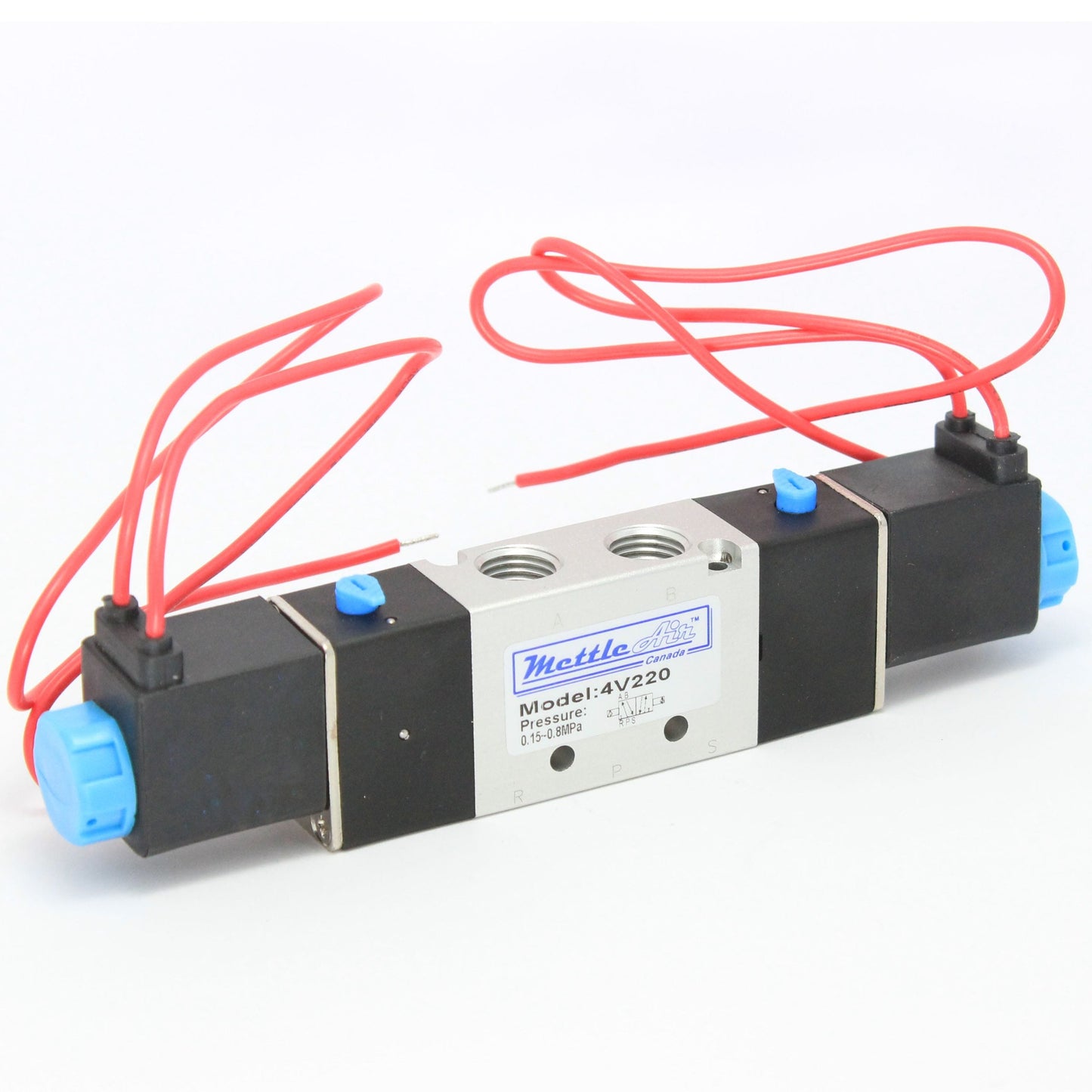 5 Ports 4 Way 2 Position Valve 1/4" NPT (Exh. 1/8") Wire Leads Double Solenoid DC 24V