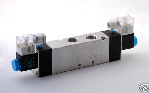 5 Ports 4 Way 3 Position PRESSURE Center Valve 1/2" NPT DIN Connector Double Solenoid AC 110V