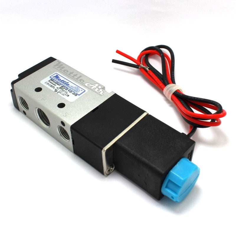 5 Ports 4 Way 2 Position Valve 1/4" NPT (Exh. 1/8") Wire Leads Single Solenoid AC 24V