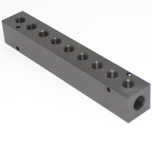 Aluminum Manifold 2 x 1/4" NPT IN - 9 x 1/4" NPT Out