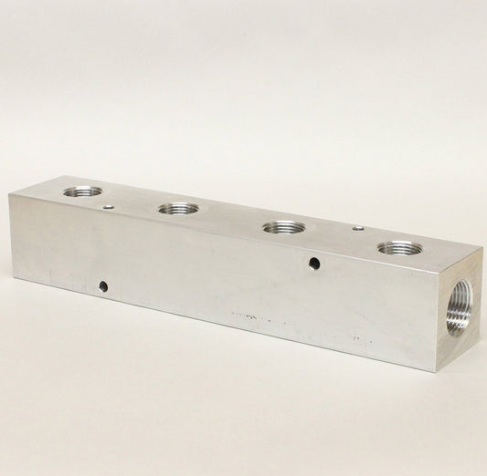 Aluminum Manifold 2 x 1" NPT IN - 4 x 3/4" NPT Out