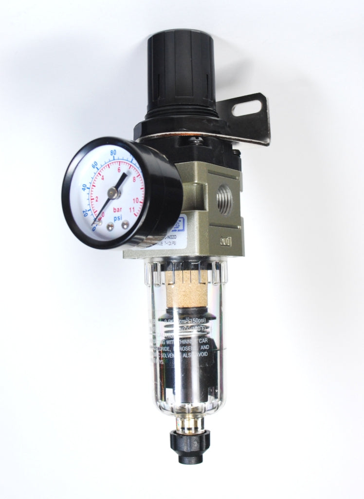 Filter Regulator PIGGYBACK 1/8" NPT, Auto Drain, 550 L/min c/w Bracket & 160 psi Gauge