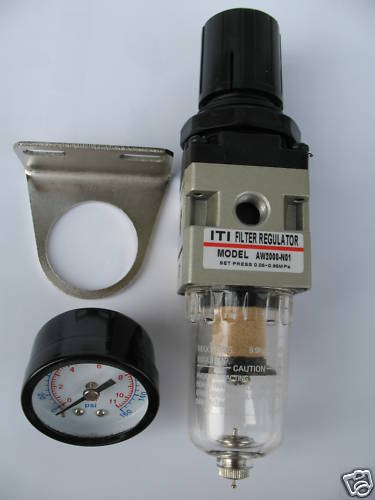 Filter Regulator PIGGYBACK 1/4" NPT, 550 L/min c/w Bracket & 160 psi Gauge