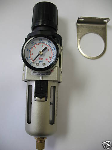 Filter Regulator PIGGYBACK 3/8" NPT, 2000 L/min c/w Bracket & 160 psi Gauge