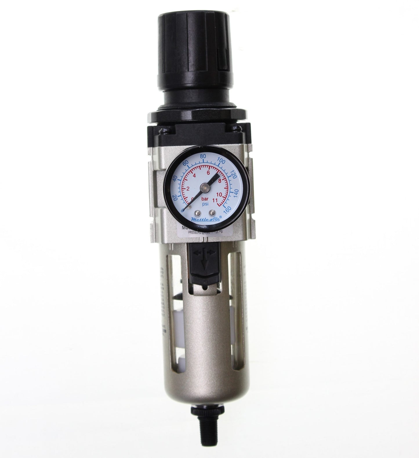 Filter Regulator PIGGYBACK 3/8" NPT, Auto Drain, 2000 L/min c/w Bracket & 160 psi Gauge