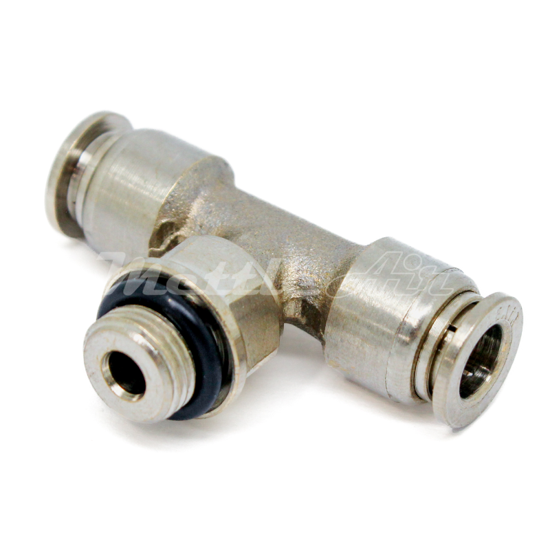 Nickel Plated Brass Push to Connect Male Branch Tee 1/4" OD - 1/8" BSPP (G)