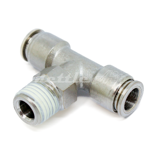 Nickel Plated Brass Push to Connect Male Branch Tee 5/16" OD - 1/8" BSPT (R)