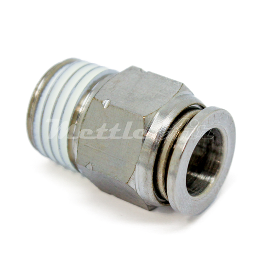 Nickel-Plated Brass Straight PTC Fitting 8 mm OD x 3/8" NPT Male