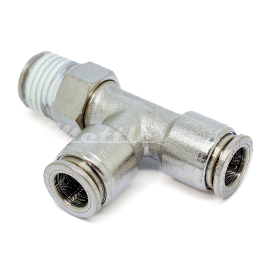 Nickel Plated Brass Push to Connect Male Run Tee 1/4" OD - 1/4" NPT